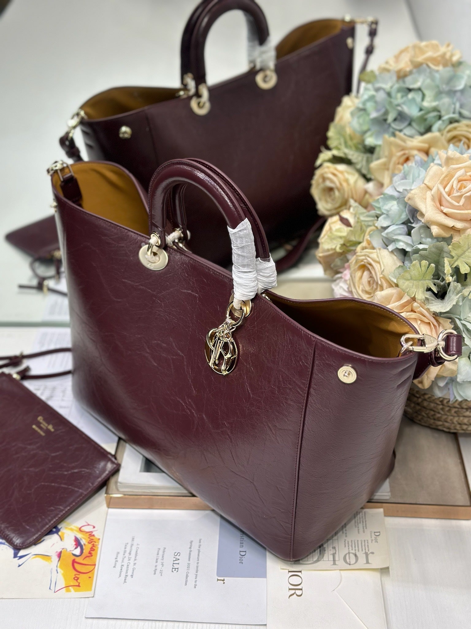 DIOR 26S TOUJOURS BAG 37 IN DARK RED CALFSKIN