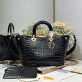 DIOR 26S TOUJOURS BAG 28 IN BLACK CROCODILE LEATHER
