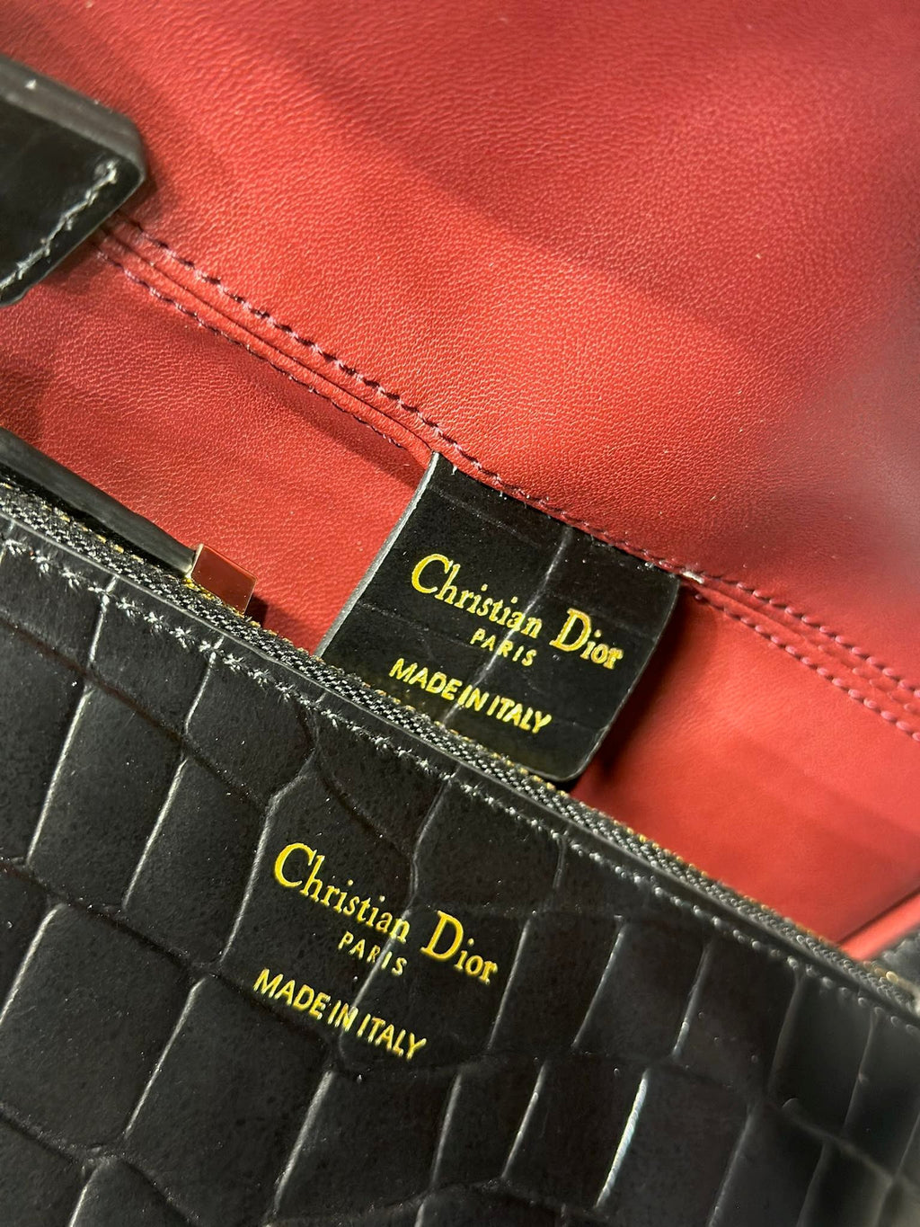 DIOR 26S TOUJOURS BAG 28 IN BLACK CROCODILE LEATHER