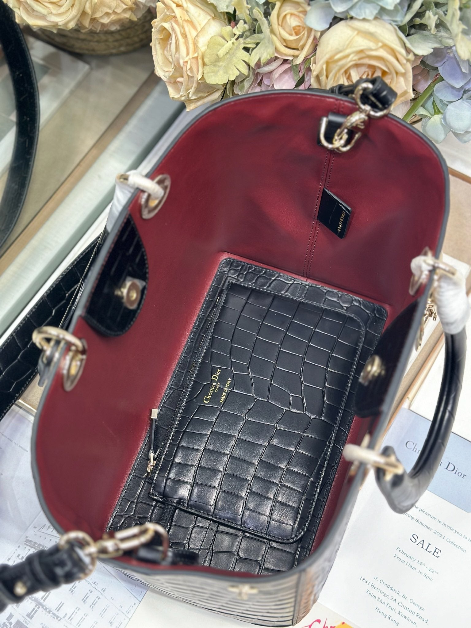 DIOR 26S TOUJOURS BAG 28 IN BLACK CROCODILE LEATHER