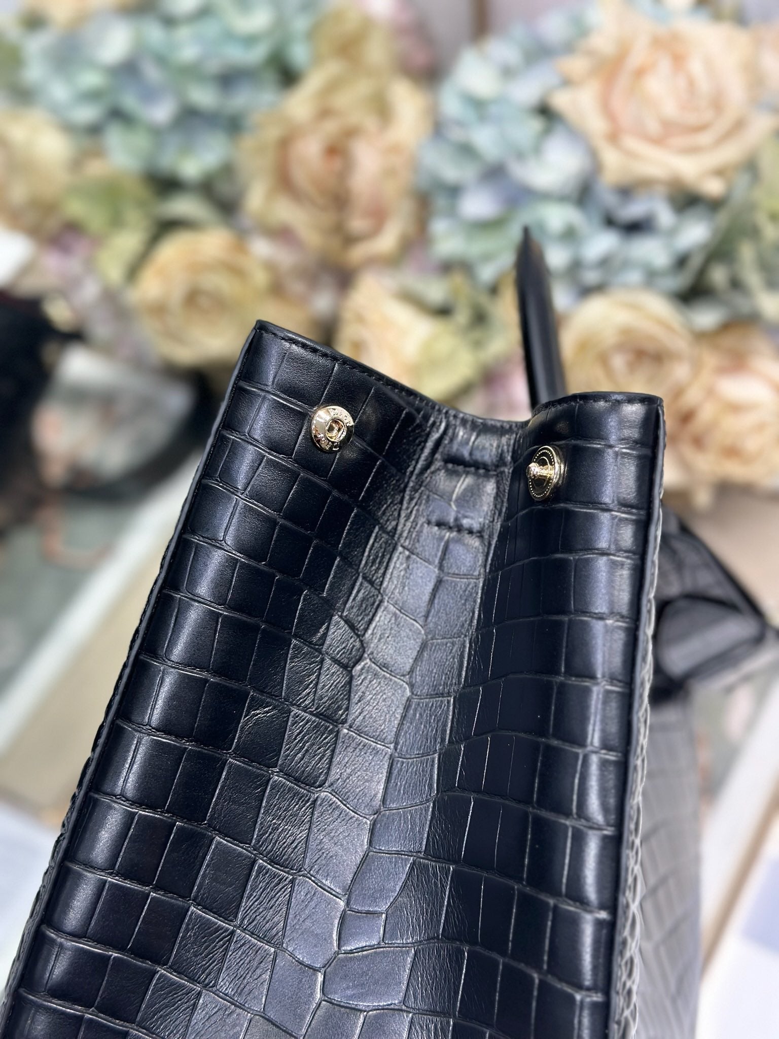 DIOR 26S TOUJOURS BAG 37 IN BLACK CROCODILE LEATHER