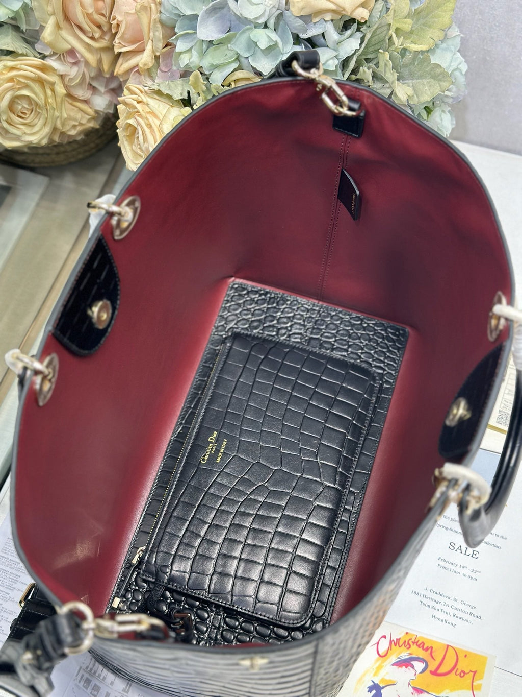 DIOR 26S TOUJOURS BAG 37 IN BLACK CROCODILE LEATHER