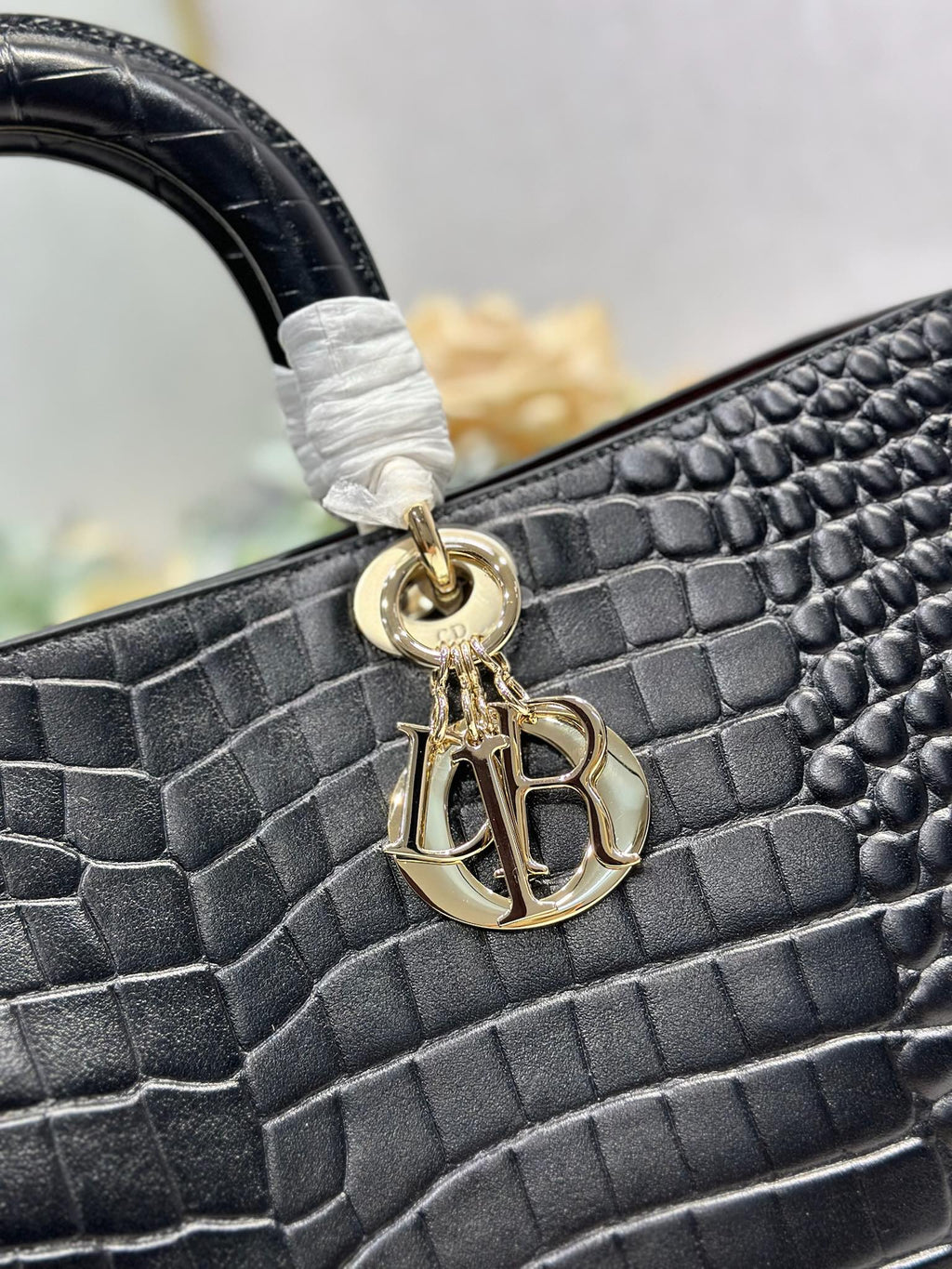 DIOR 26S TOUJOURS BAG 37 IN BLACK CROCODILE LEATHER