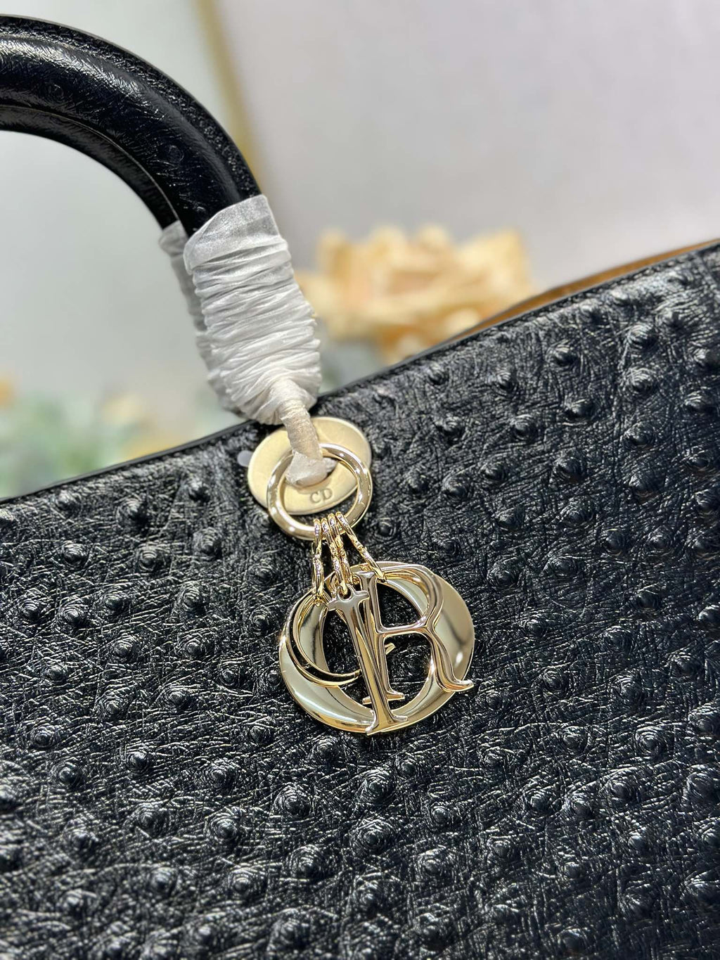 DIOR 26S TOUJOURS BAG 37 IN BLACK OSTRICH