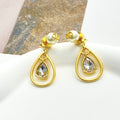 CD 26S PEARL STUD TEARDROP CRYSTAL DROP EARRINGS IN GOLD METAL 631774