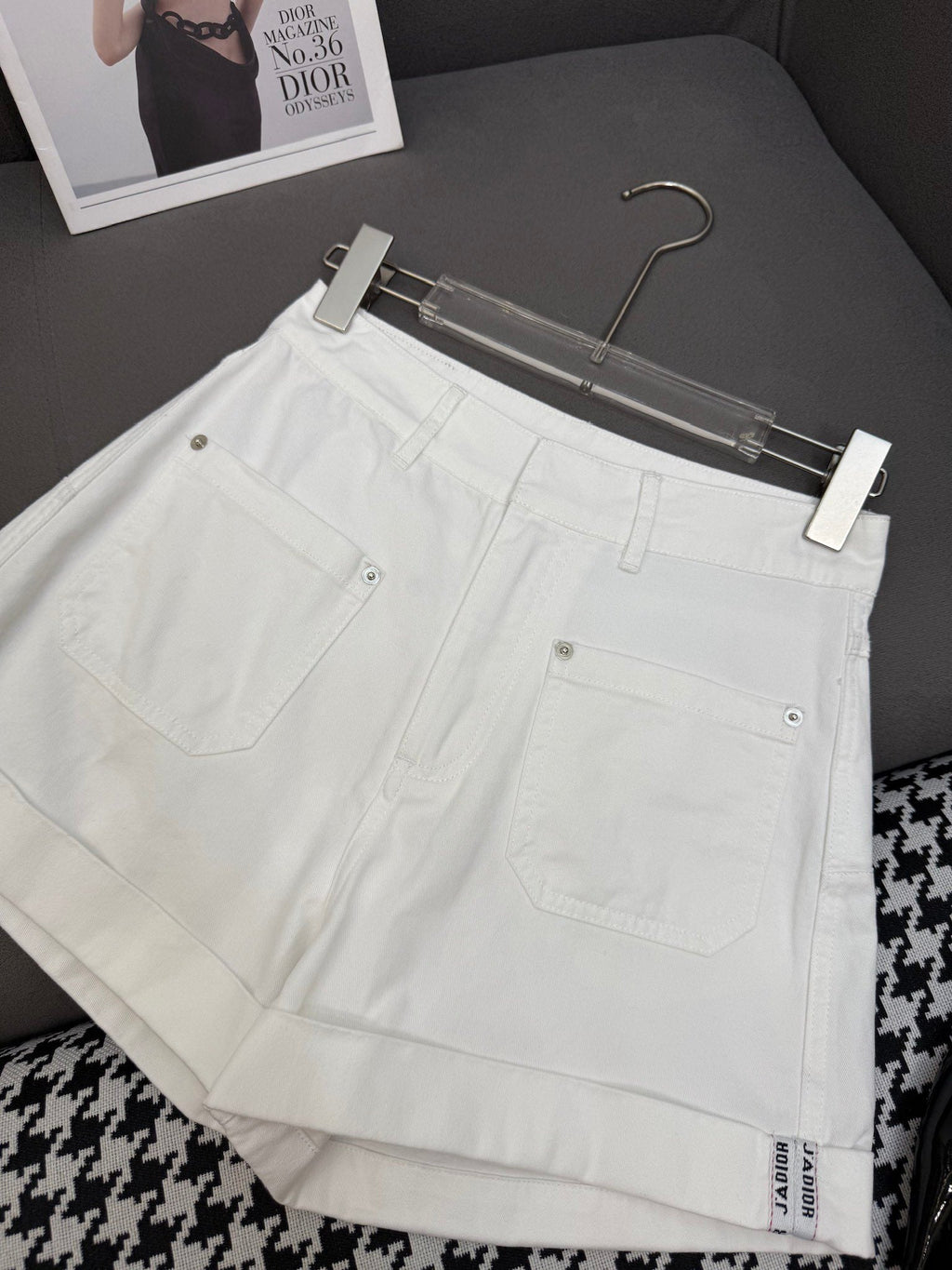 DIOR WHITE CUFFED DENIM SHORTS