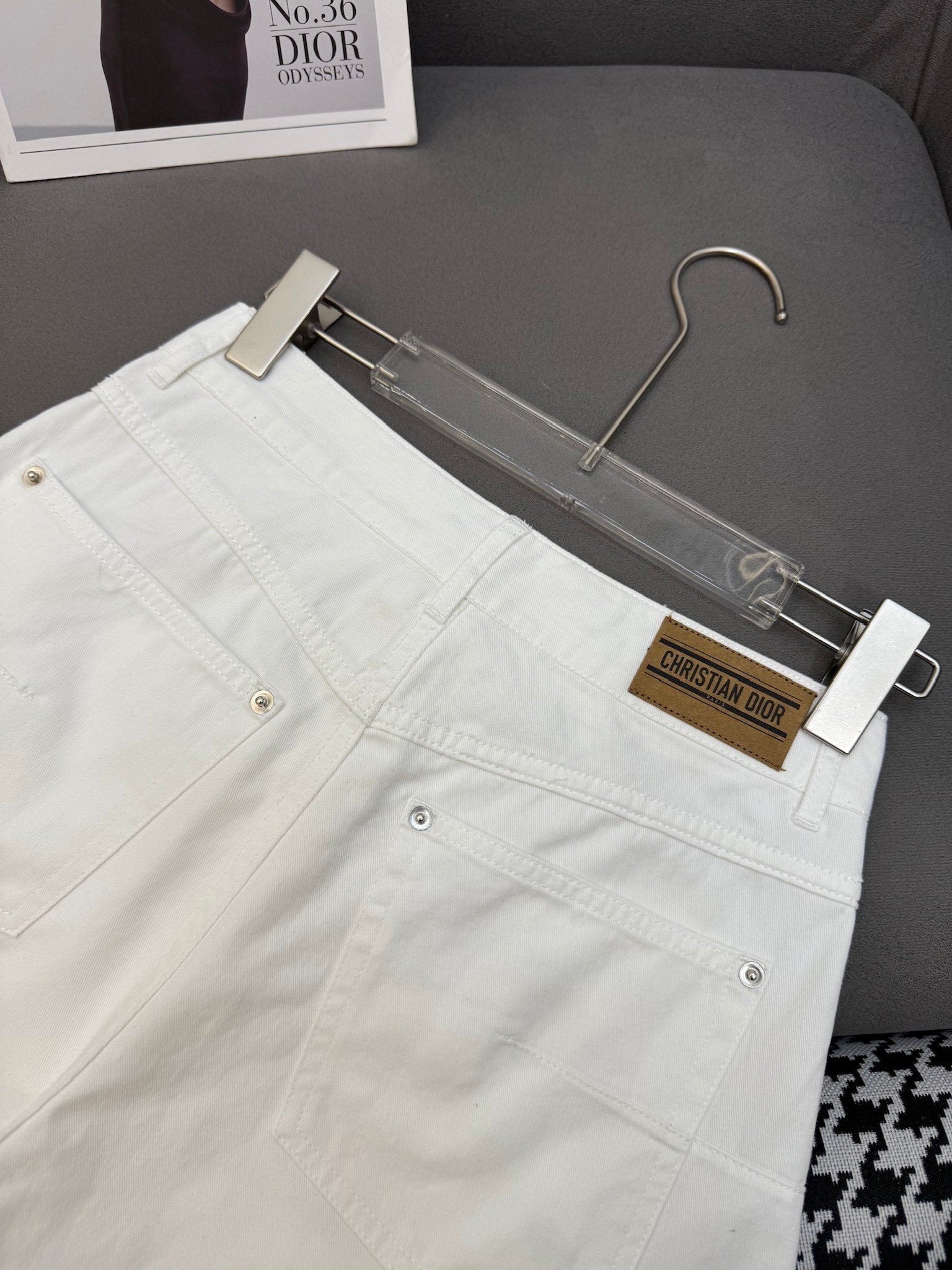 DIOR WHITE CUFFED DENIM SHORTS