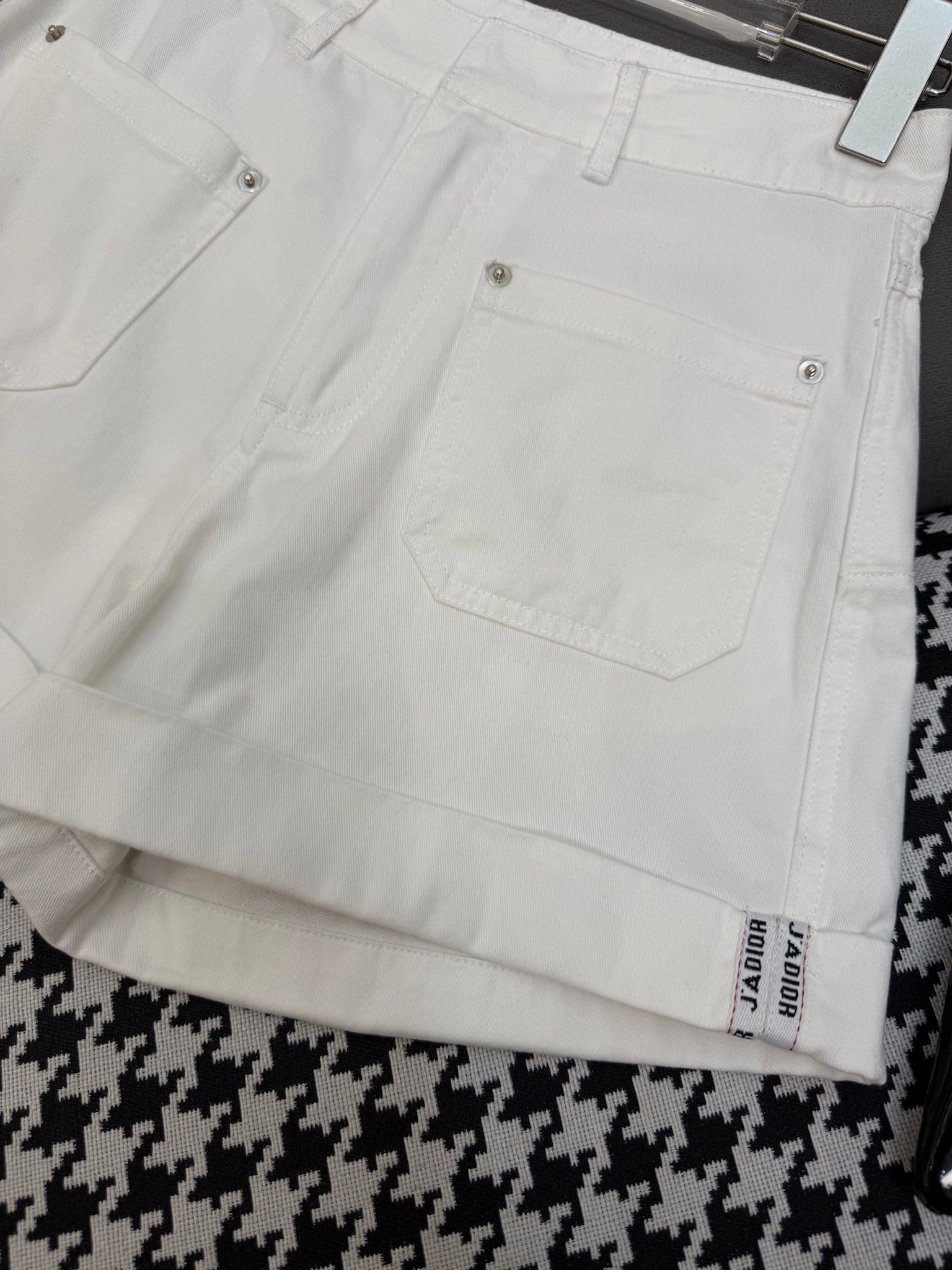 DIOR WHITE CUFFED DENIM SHORTS