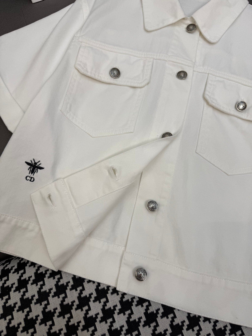 DIOR WHITE SHORT-SLEEVE DENIM JACKET