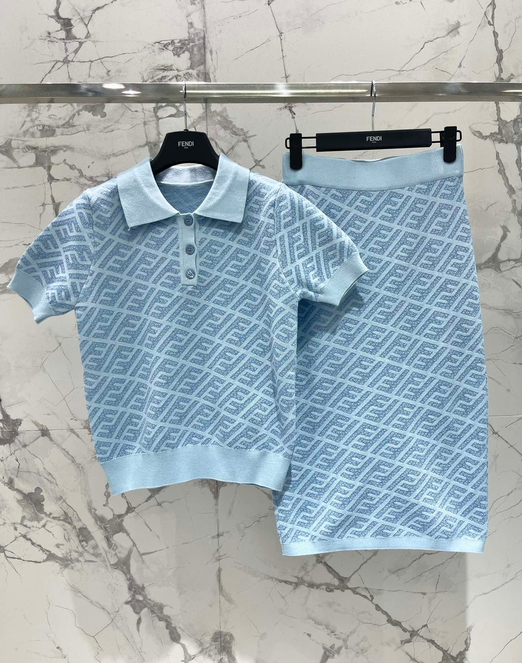 FEND 25S SHORT SLEEVE JACQUARD KNIT LAPEL 264232