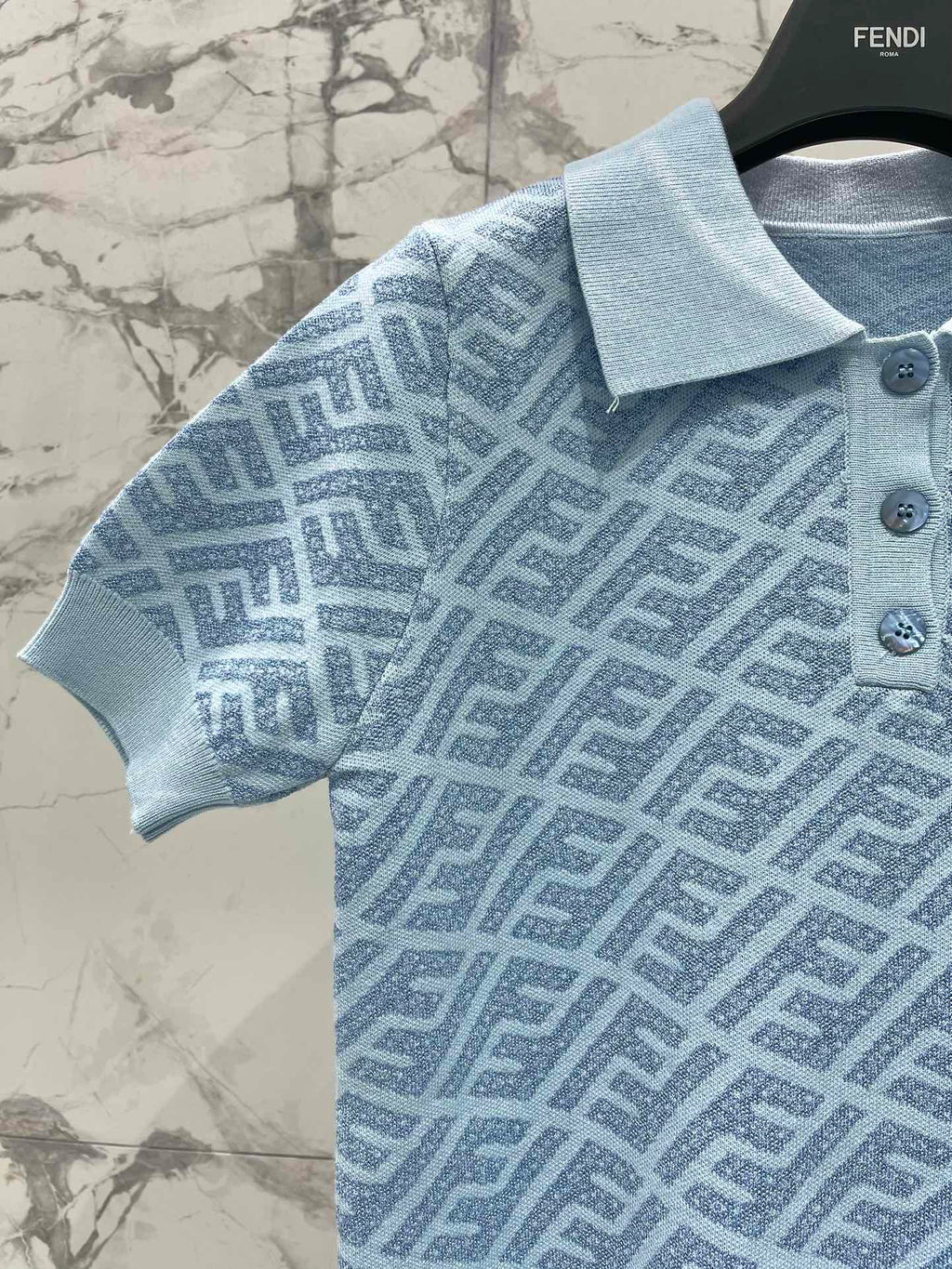 FEND 25S SHORT SLEEVE JACQUARD KNIT LAPEL 264232