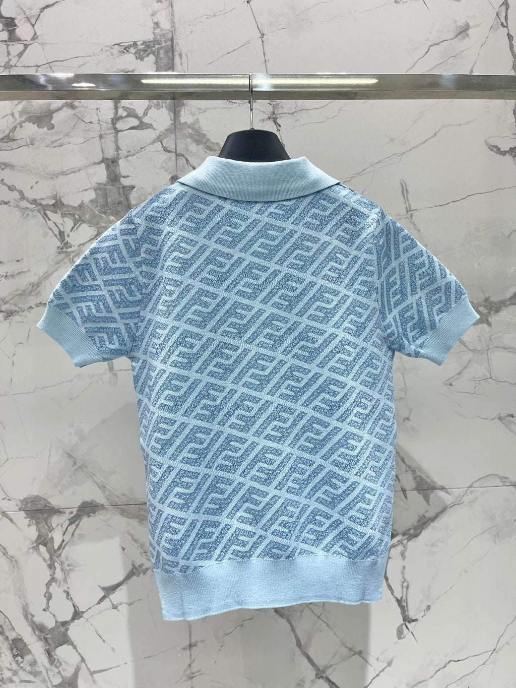 FEND 25S SHORT SLEEVE JACQUARD KNIT LAPEL 264232
