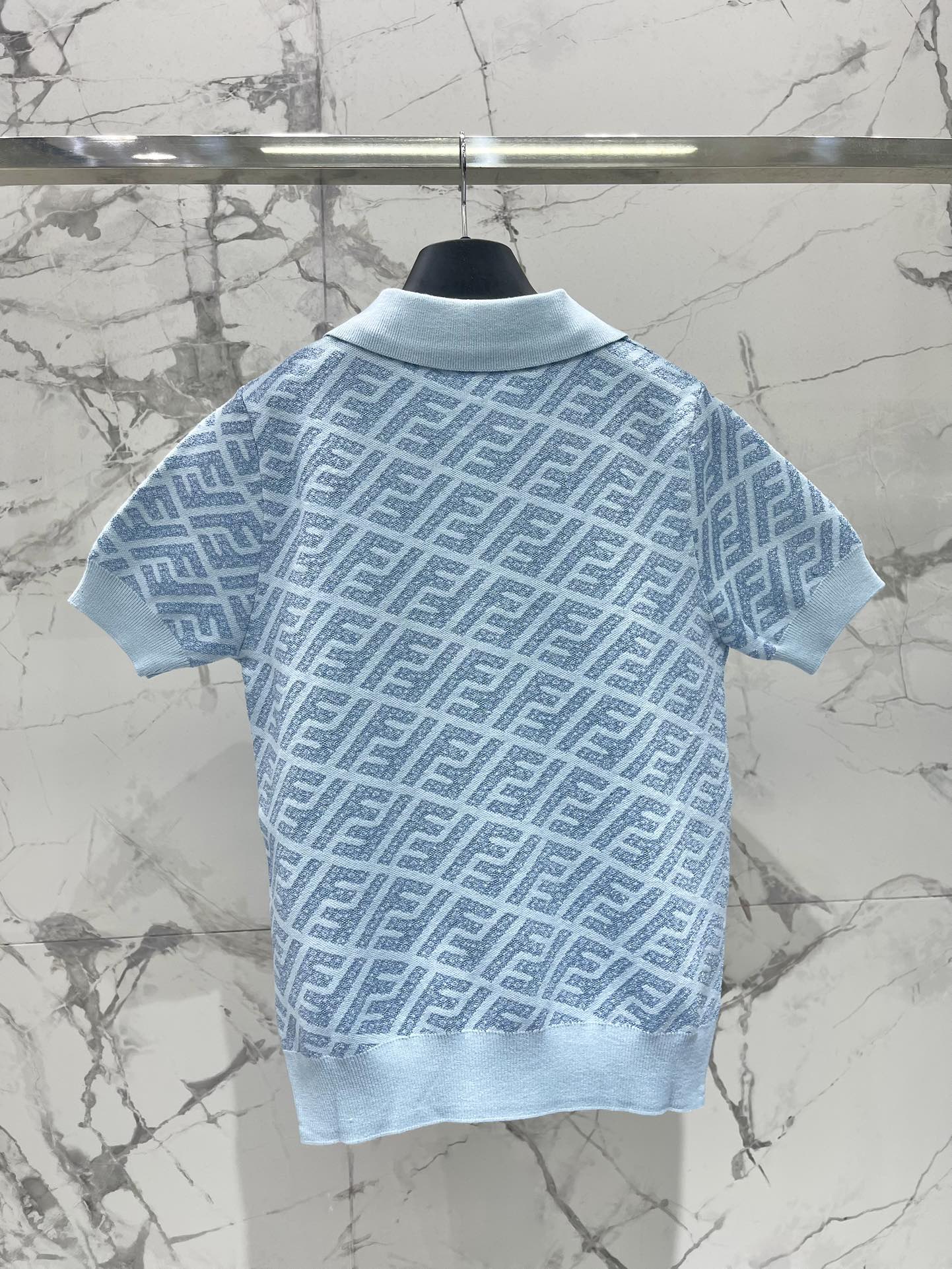 FEND 25S SHORT SLEEVE JACQUARD KNIT LAPEL 264232