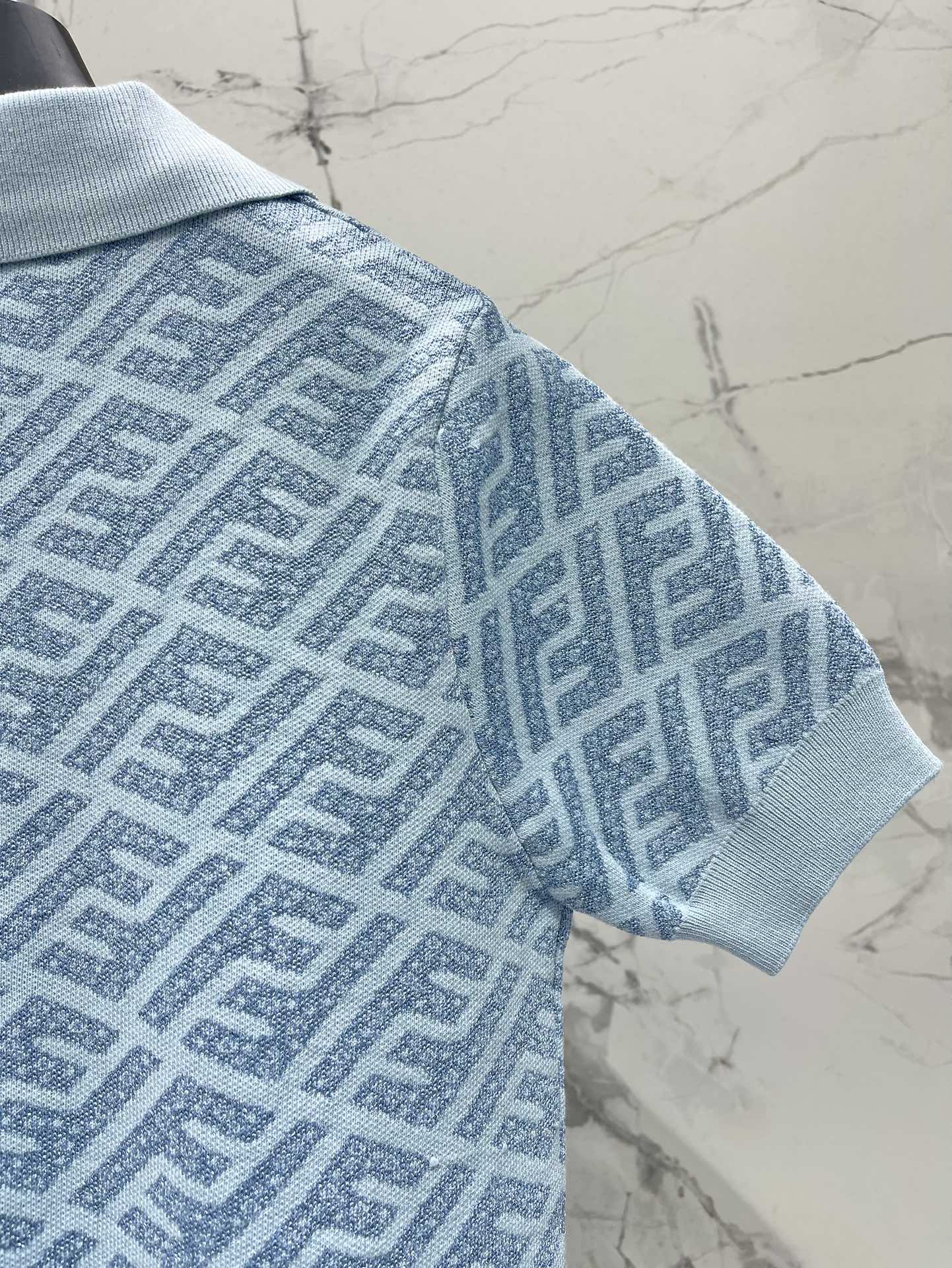 FEND 25S SHORT SLEEVE JACQUARD KNIT LAPEL 264232