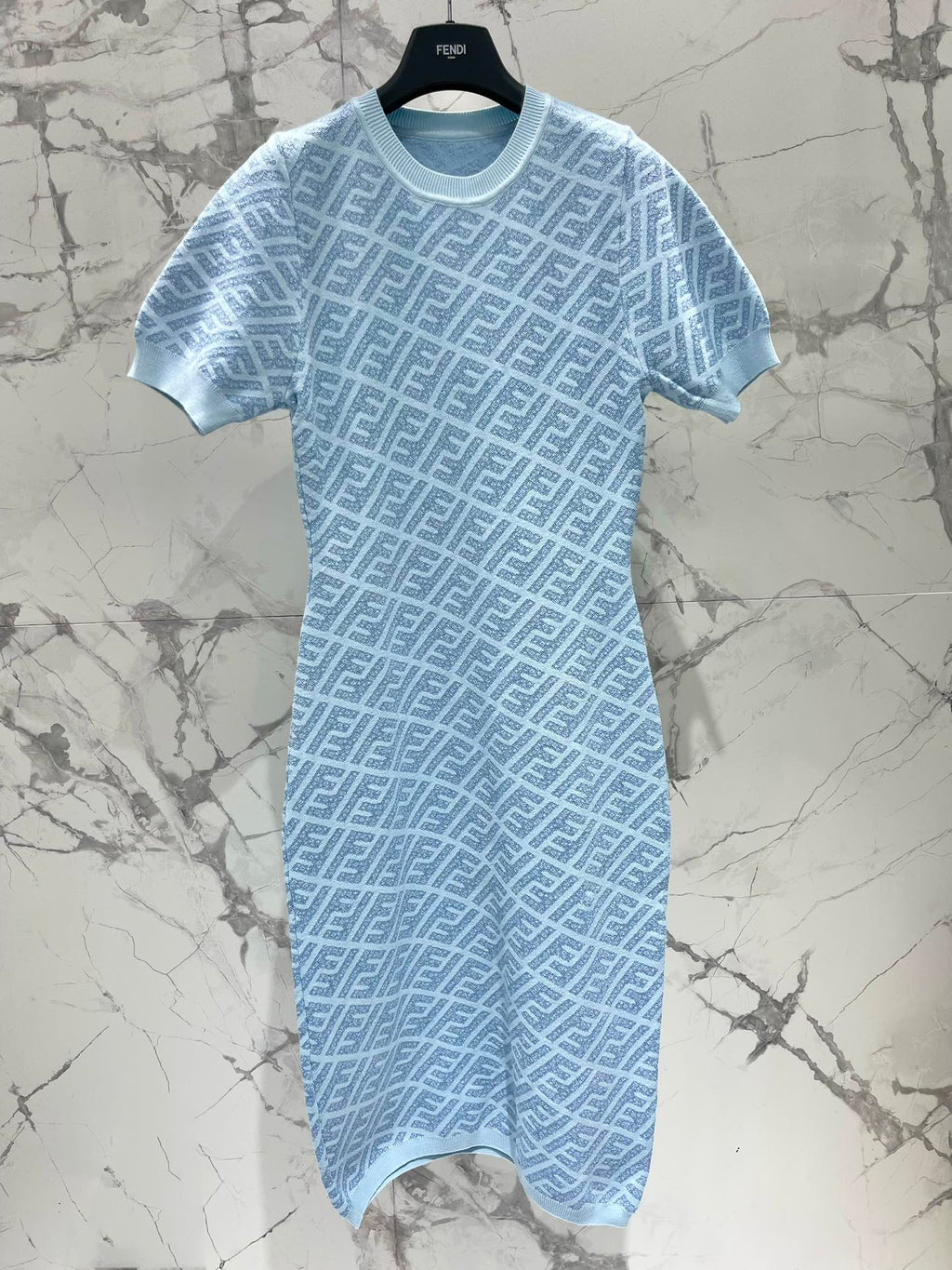 FEND 25S JACQUARD KNIT SHORT SLEEVE DRESS 264234