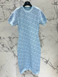 FEND 25S JACQUARD KNIT SHORT SLEEVE DRESS 264234