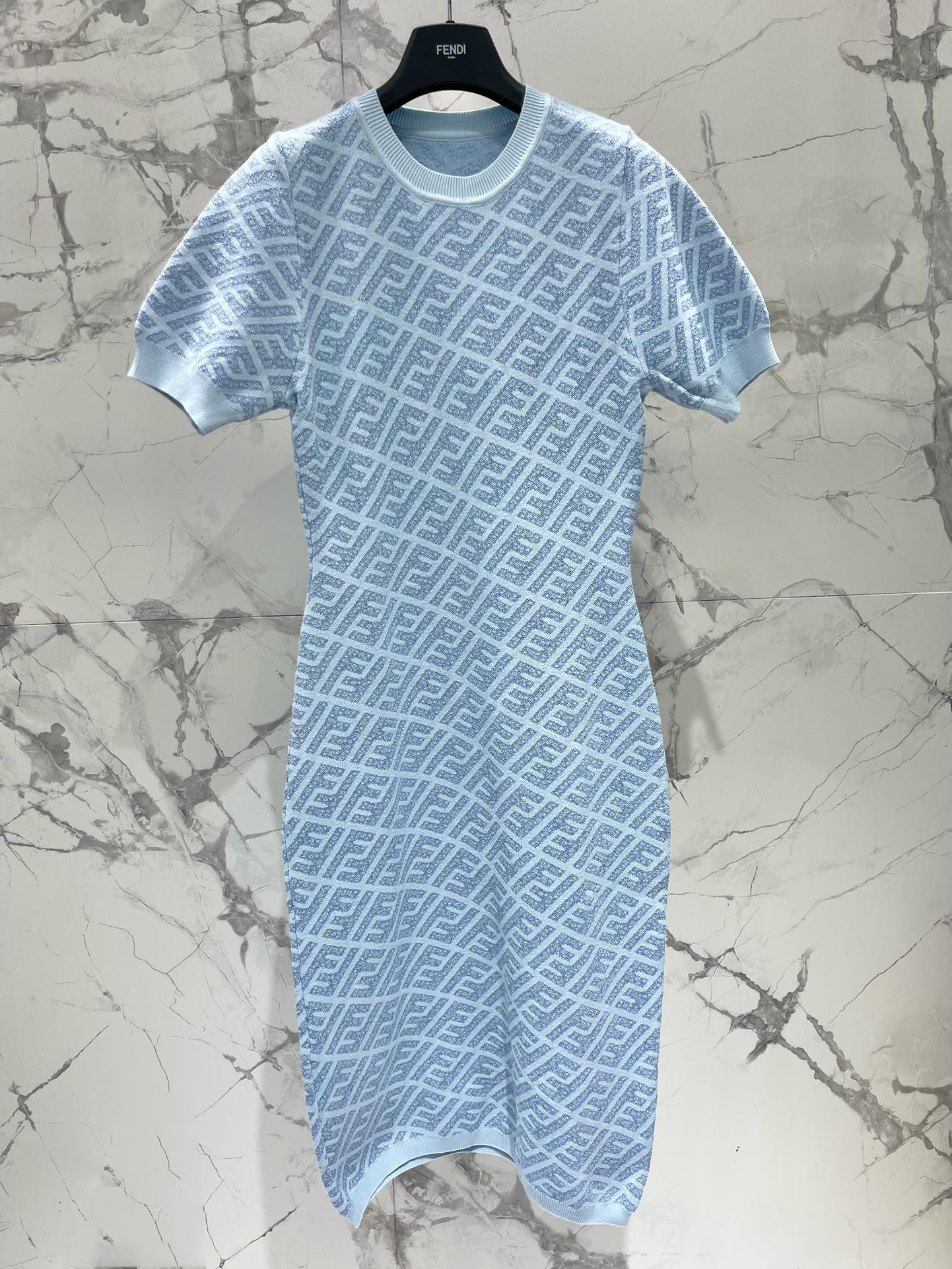 FEND 25S JACQUARD KNIT SHORT SLEEVE DRESS 264234