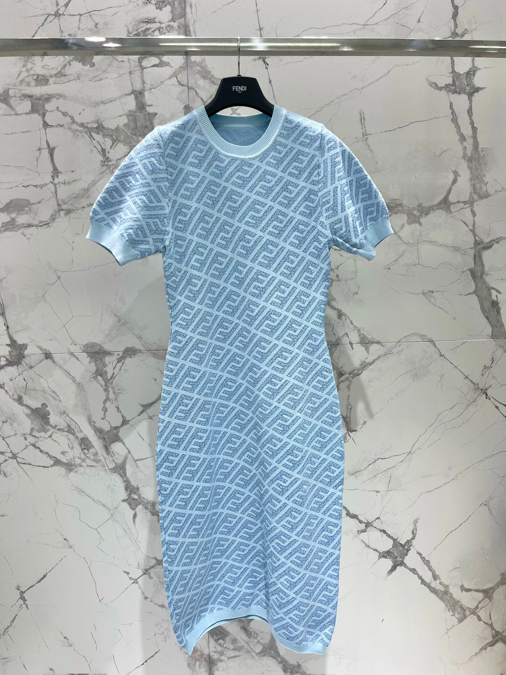 FEND 25S JACQUARD KNIT SHORT SLEEVE DRESS 264234
