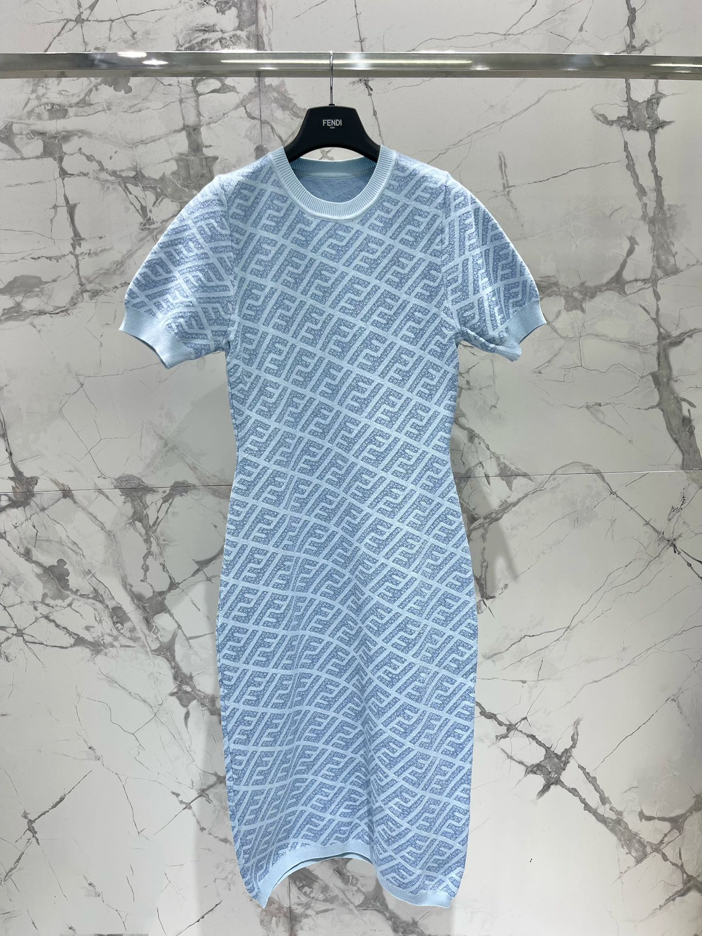 FEND 25S JACQUARD KNIT SHORT SLEEVE DRESS 264234
