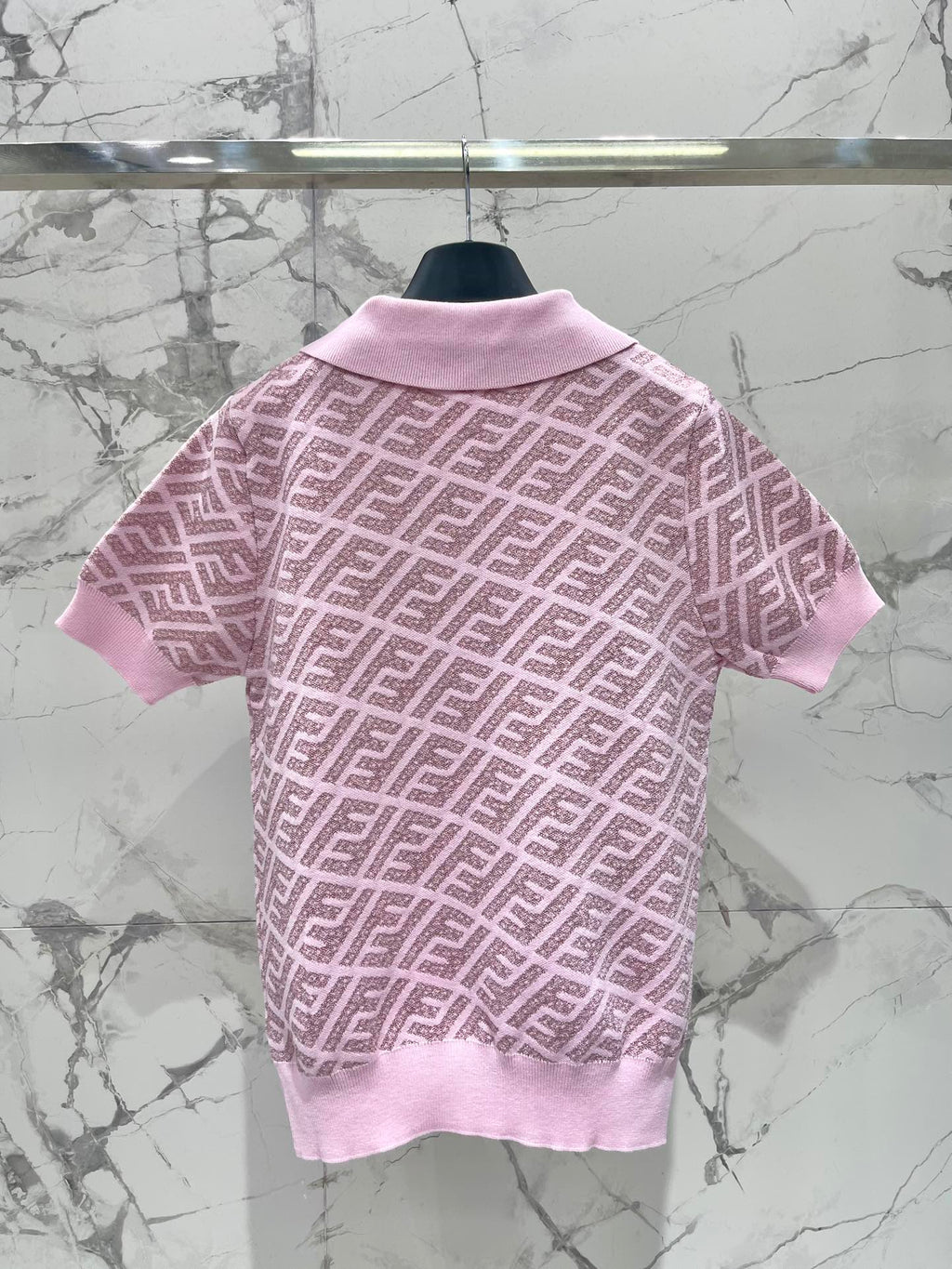 FEND 25S SHORT SLEEVE JACQUARD KNIT LAPEL 264238