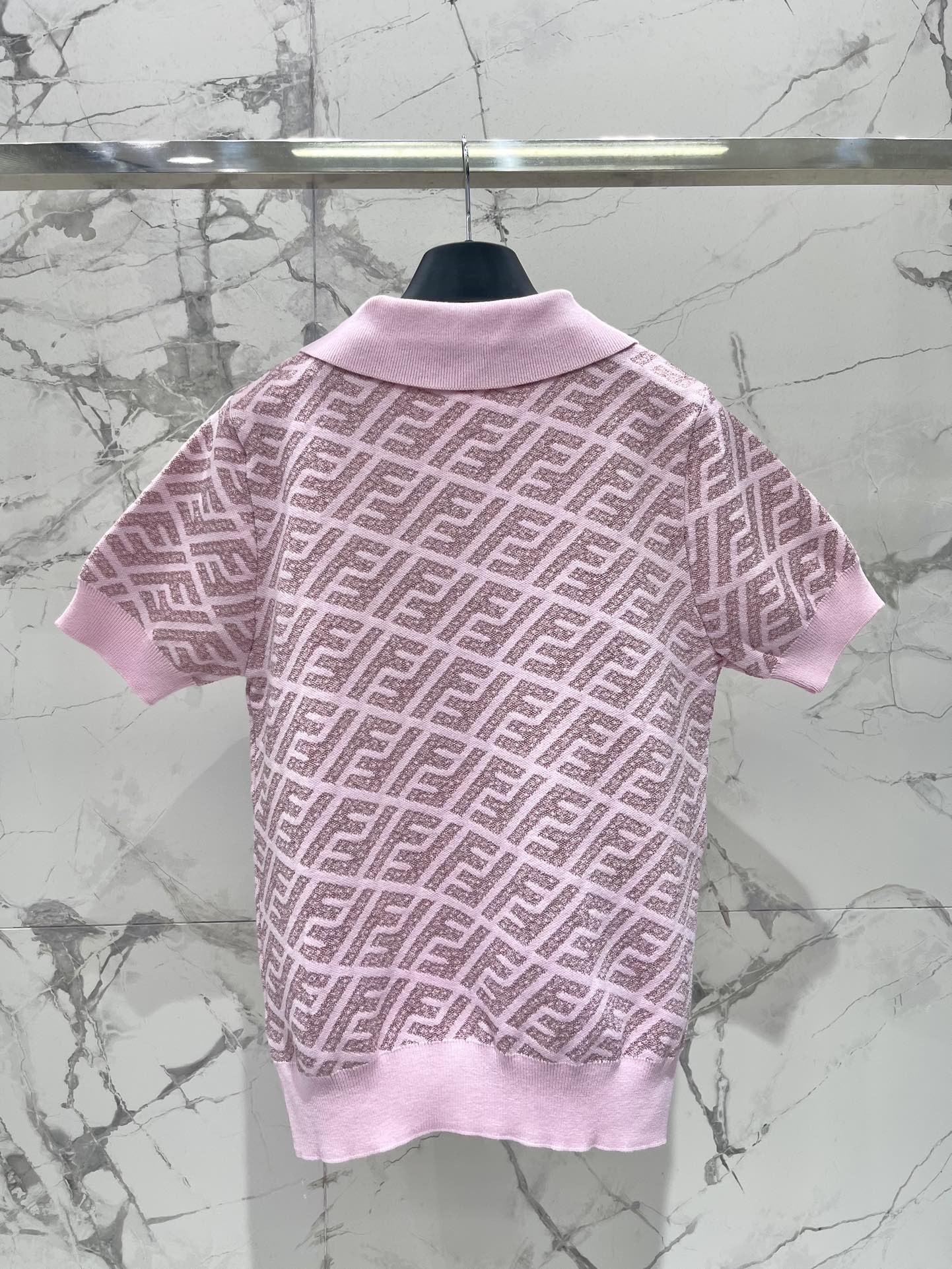 FEND 25S SHORT SLEEVE JACQUARD KNIT LAPEL 264238