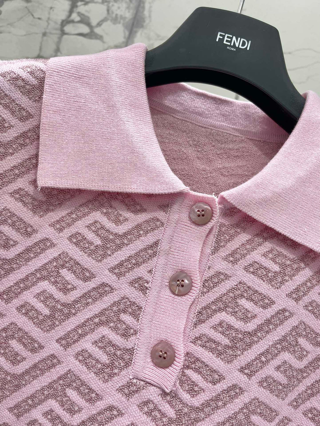 FEND 25S SHORT SLEEVE JACQUARD KNIT LAPEL 264238