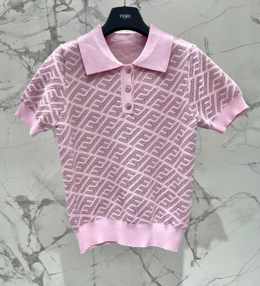 FEND 25S SHORT SLEEVE JACQUARD KNIT LAPEL 264238