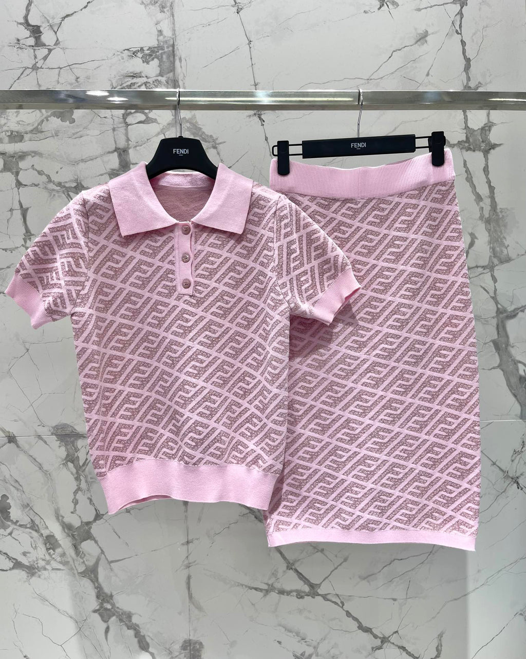 FEND 25S SHORT SLEEVE JACQUARD KNIT LAPEL 264238