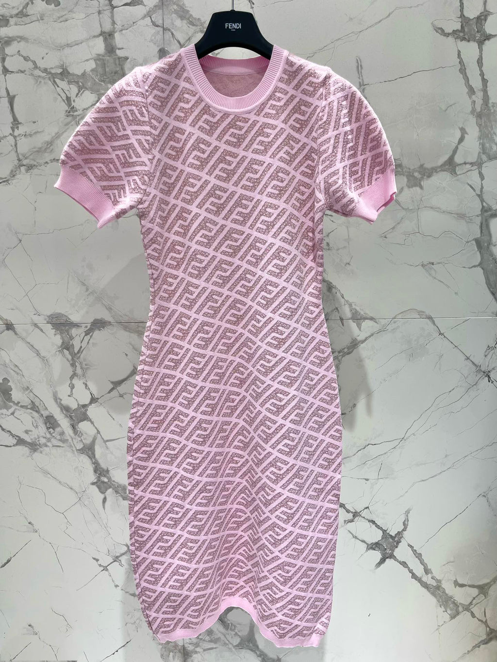 FEND 25S JACQUARD KNIT SHORT SLEEVE DRESS 264240