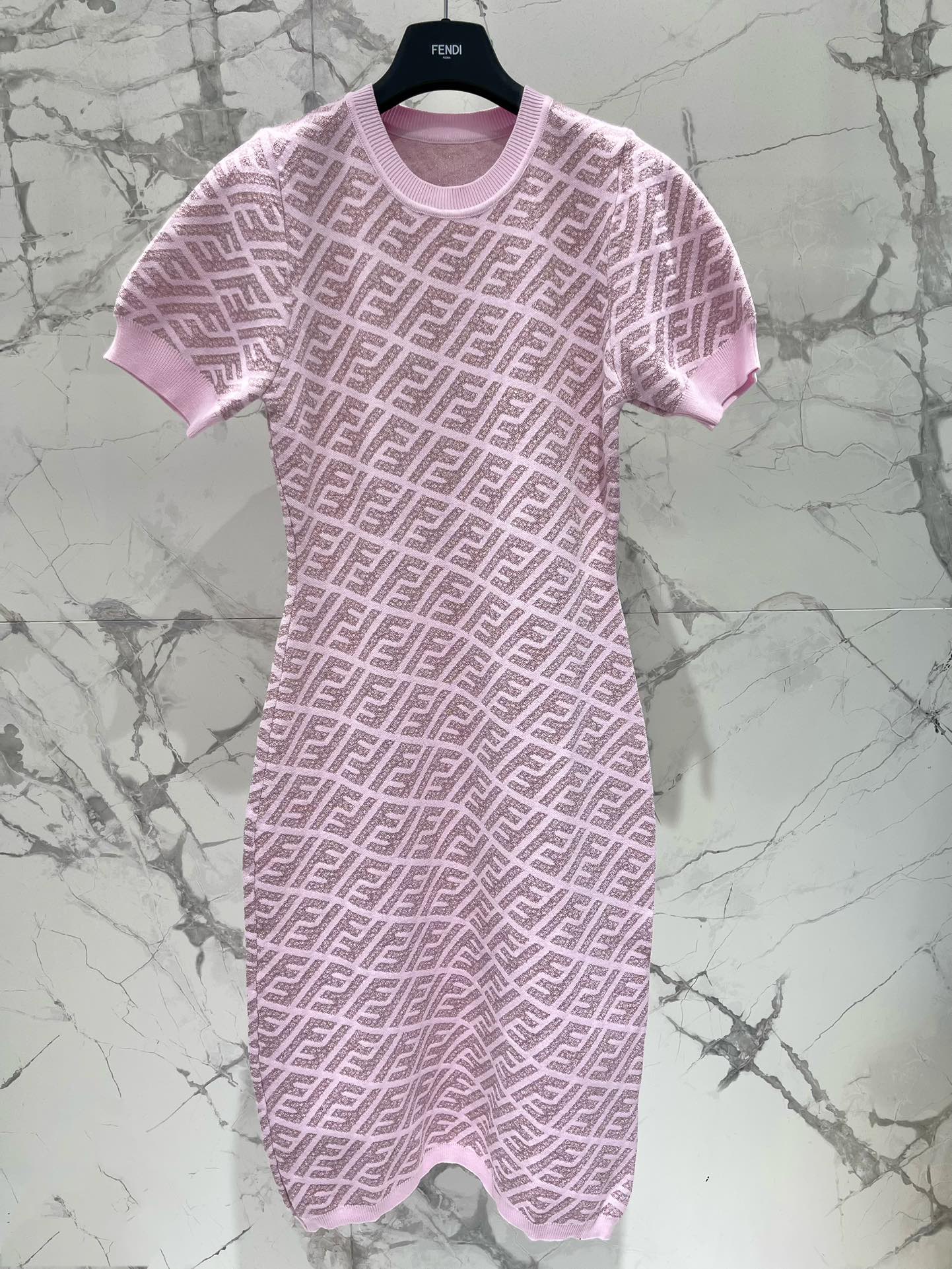 FEND 25S JACQUARD KNIT SHORT SLEEVE DRESS 264240