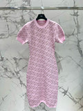 FEND 25S JACQUARD KNIT SHORT SLEEVE DRESS 264240