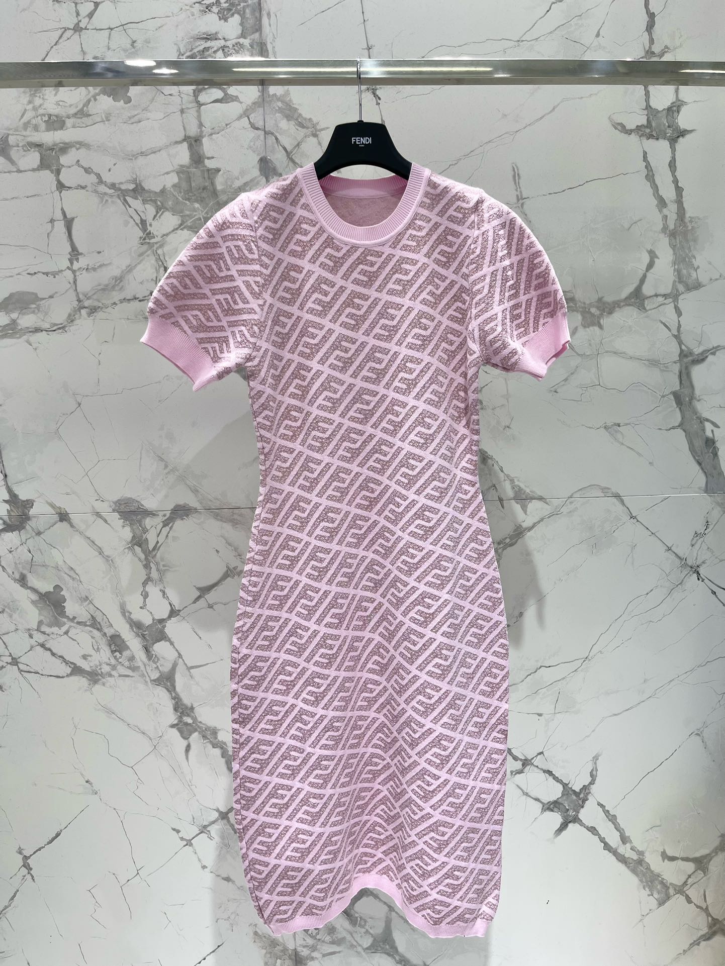 FEND 25S JACQUARD KNIT SHORT SLEEVE DRESS 264240