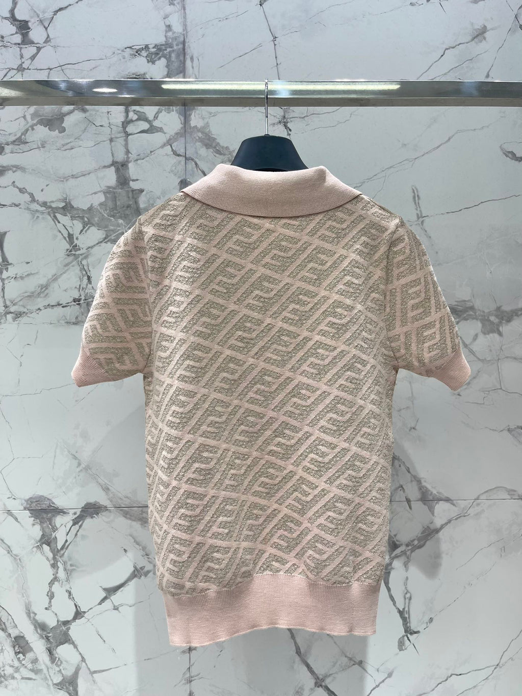 FEND 25S SHORT SLEEVE JACQUARD KNIT LAPEL 264020