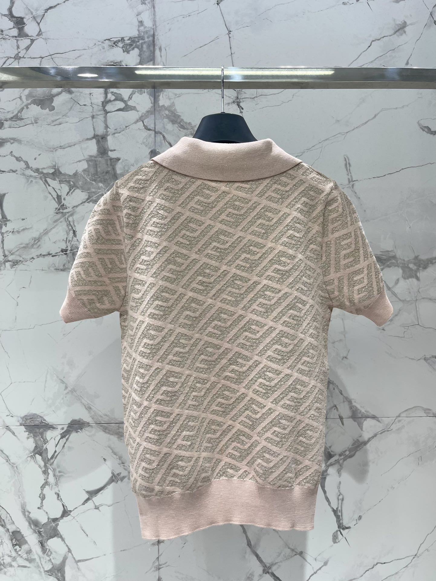 FEND 25S SHORT SLEEVE JACQUARD KNIT LAPEL 264020