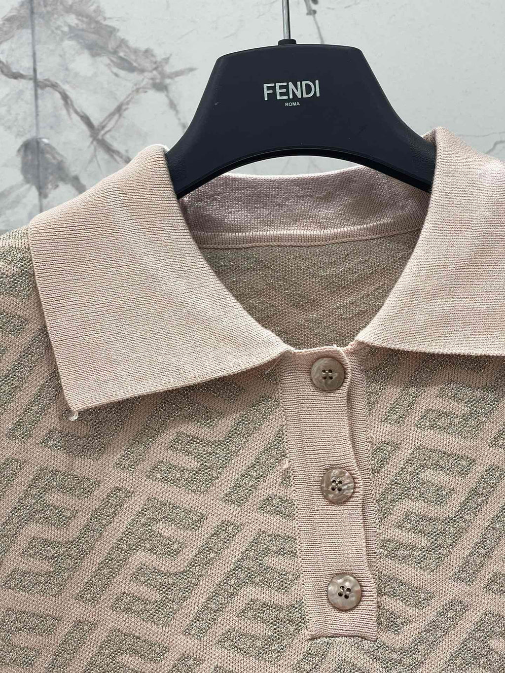 FEND 25S SHORT SLEEVE JACQUARD KNIT LAPEL 264020