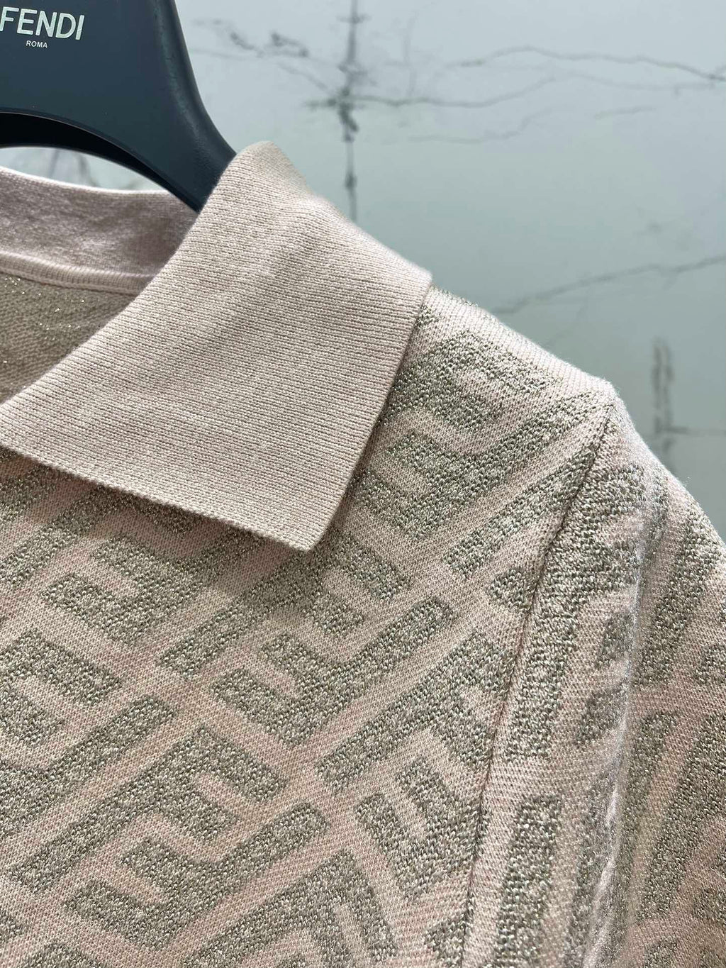 FEND 25S SHORT SLEEVE JACQUARD KNIT LAPEL 264020