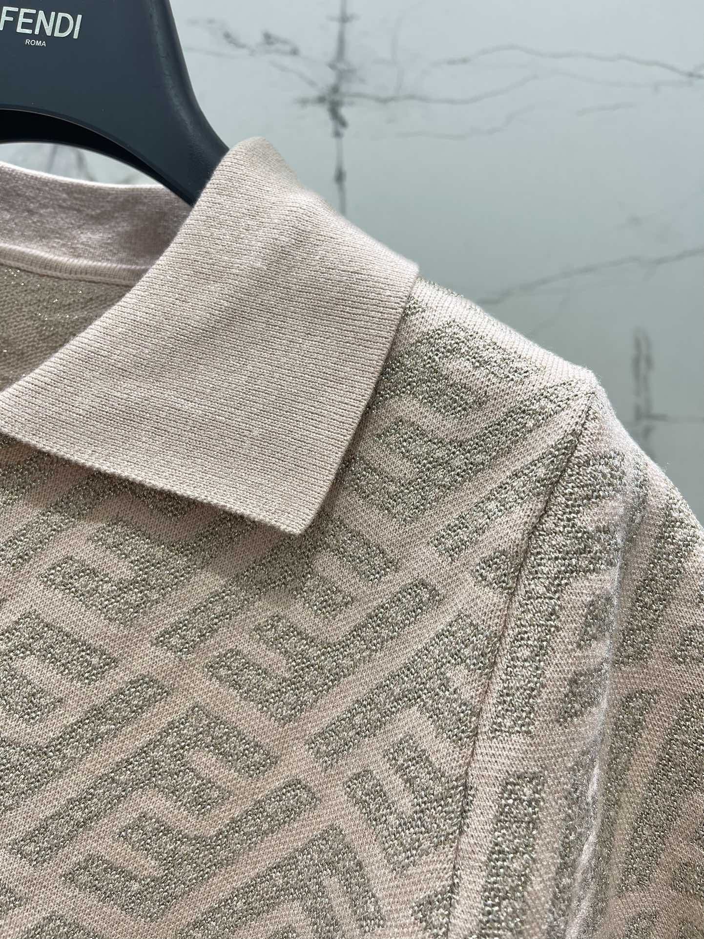FEND 25S SHORT SLEEVE JACQUARD KNIT LAPEL 264020