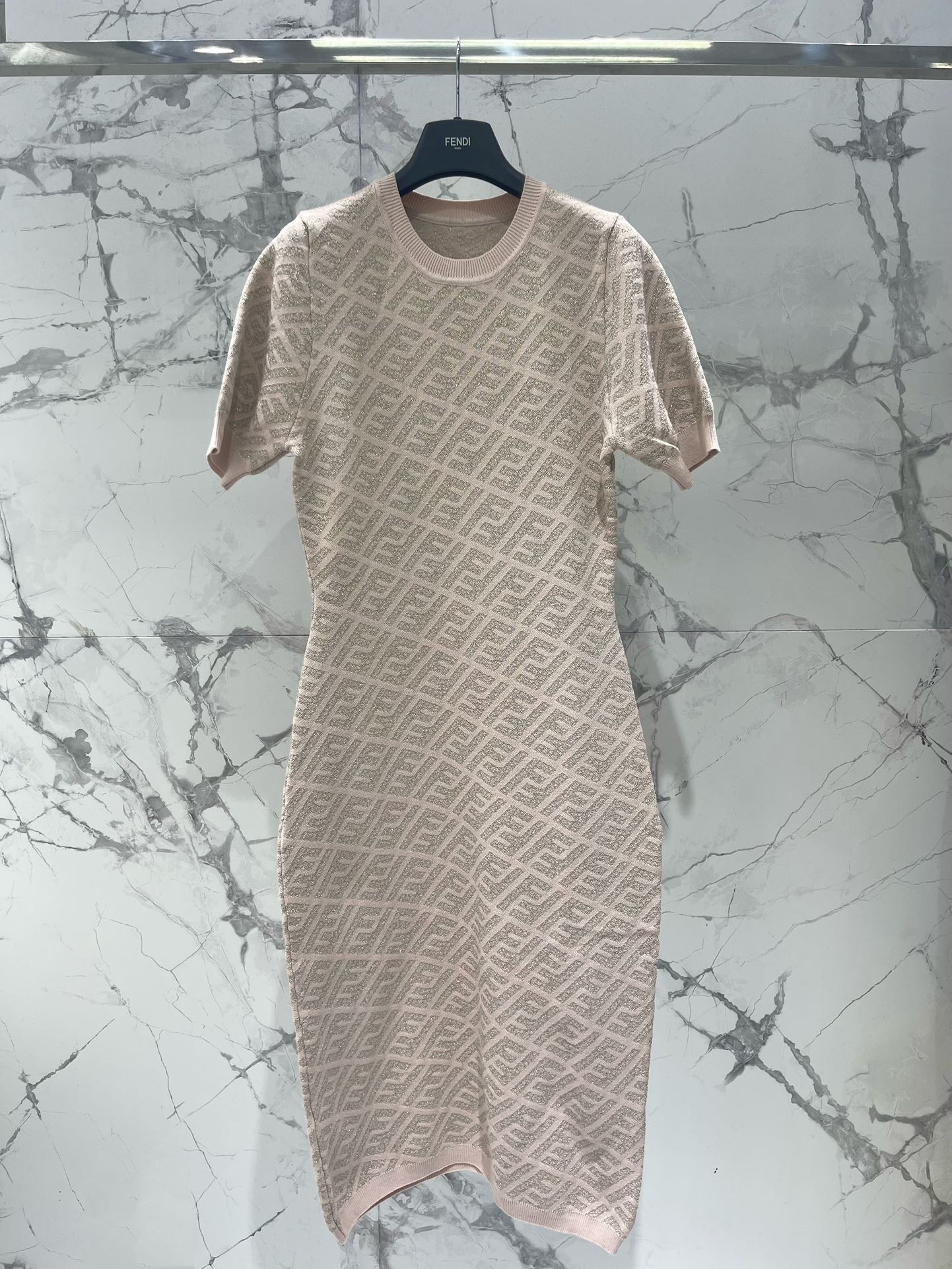 FEND 25S JACQUARD KNIT SHORT SLEEVE DRESS 264018