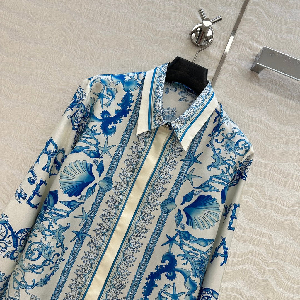VERSACE SILK SHIRT WITH CORAL PRINT 263965