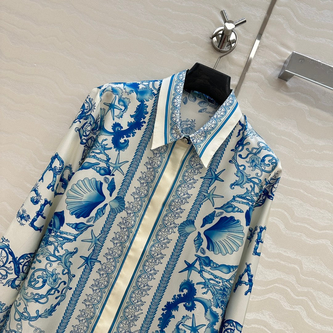 VERSACE SILK SHIRT WITH CORAL PRINT 263965
