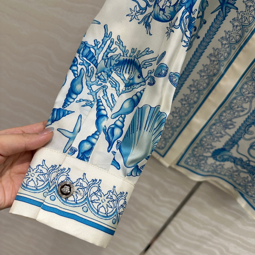 VERSACE SILK SHIRT WITH CORAL PRINT 263965