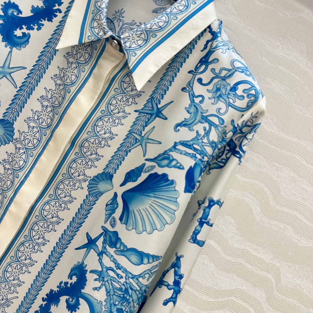 VERSACE SILK SHIRT WITH CORAL PRINT 263965