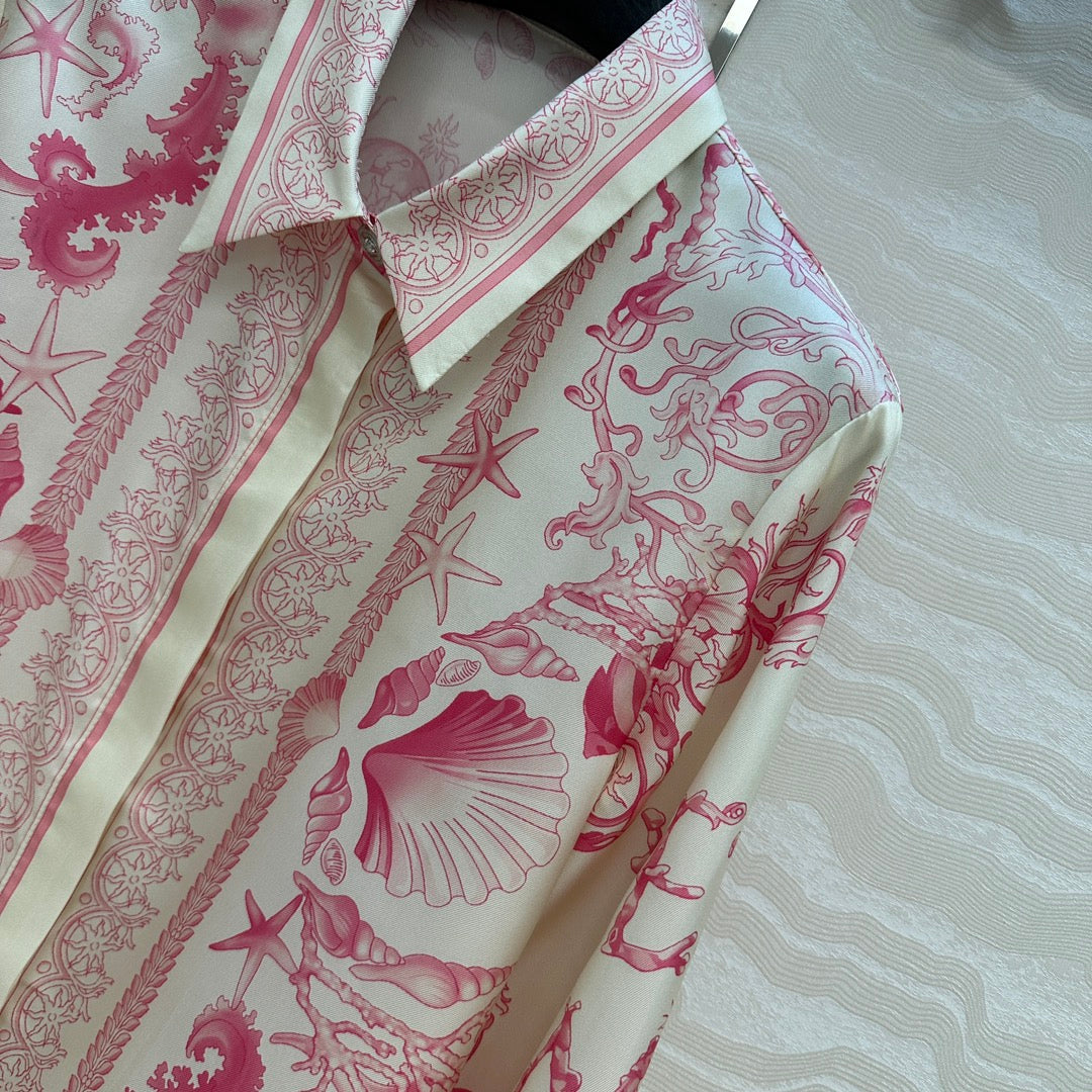 VERSACE SILK SHIRT WITH CORAL PRINT 263971