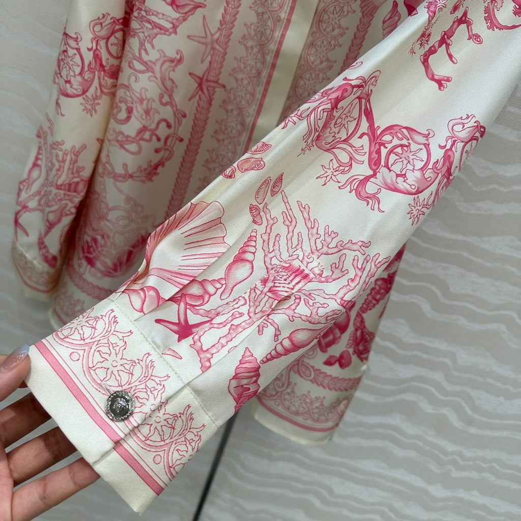 VERSACE SILK SHIRT WITH CORAL PRINT 263971