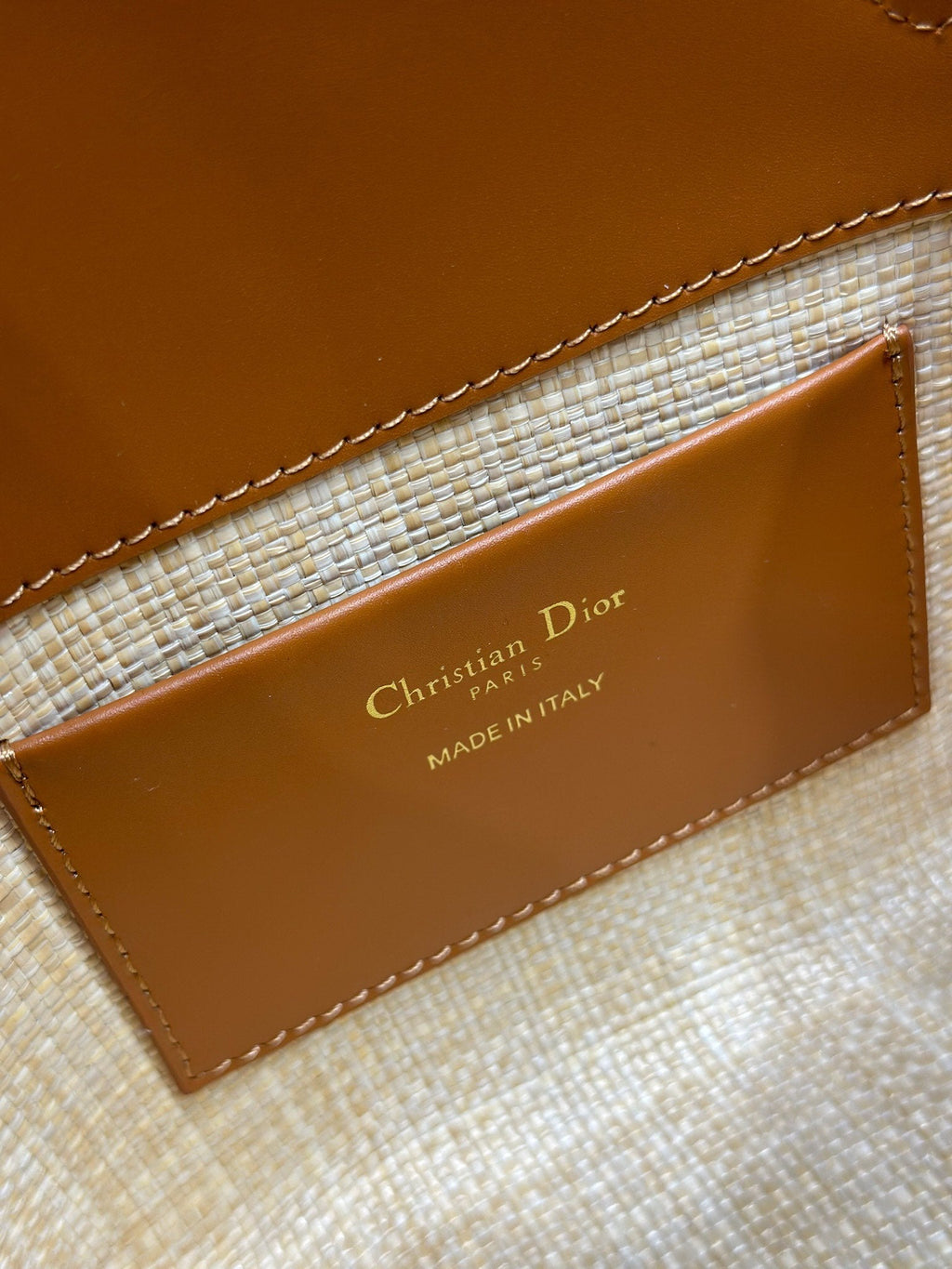 DIOR 26S TOUJOURS BAG 18 IN BROWN AND BEIGE RAFFIA