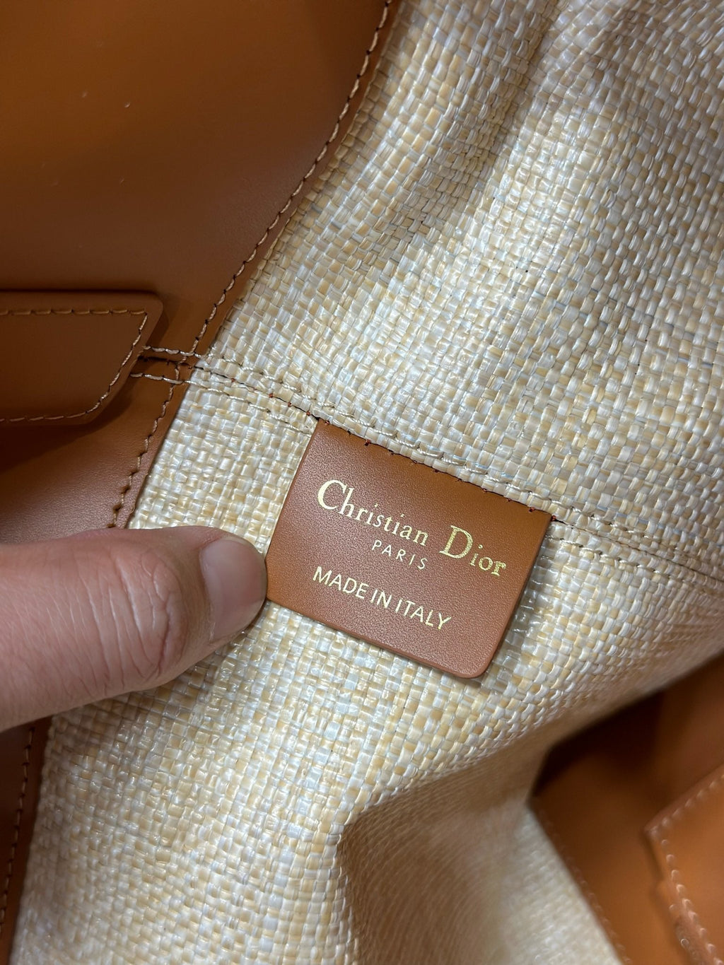 DIOR 26S TOUJOURS BAG 37 IN BROWN AND BEIGE RAFFIA