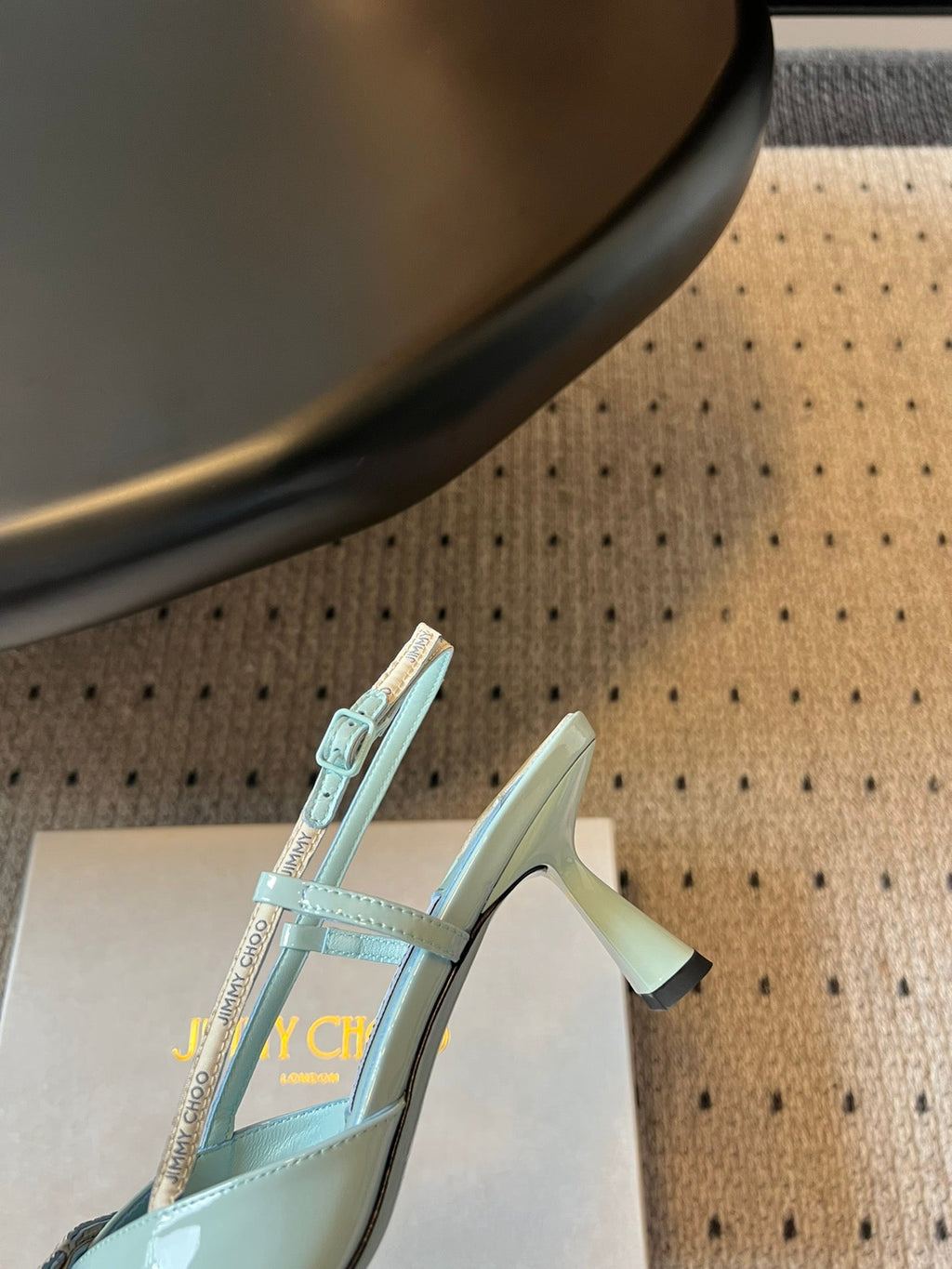 JIMMY CHOO 26S SLINGBACK HEELS 65 MM IN PASTEL BLUE PATENT CALFSKIN