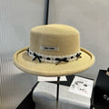 MIUMIU SMALL BRIM CURVED STRAW HAT IN BEIGE