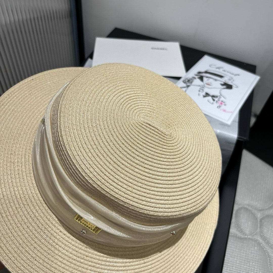 MIUMIU STRAW HAT IN LIGHT BEIGE WITH RHINESTONE EMBELLISHED
