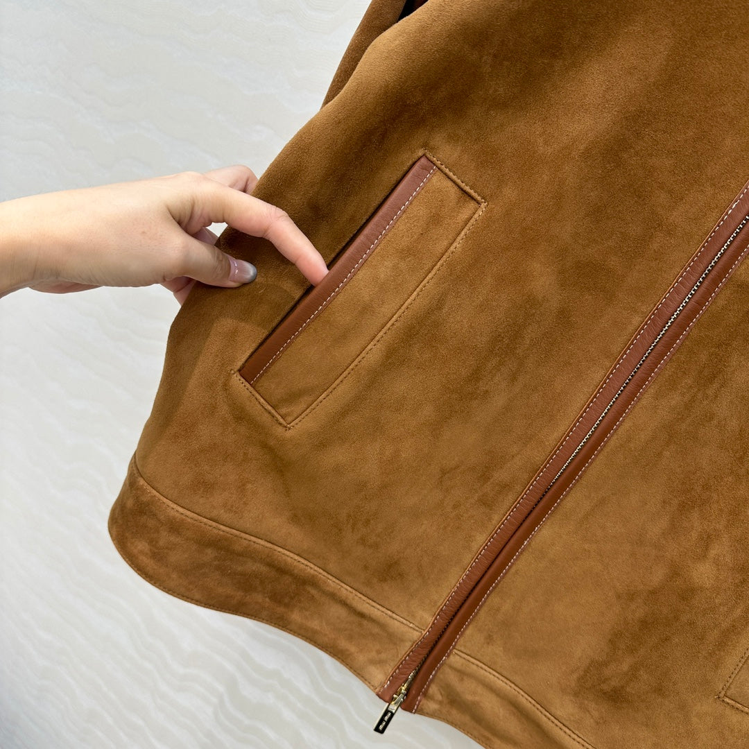 MIUMIU CLASSIC BROWN SUEDE JACKET 276214